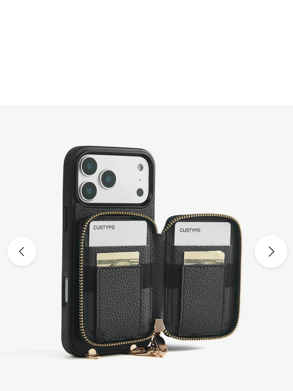 Custype black detachable Crossbody wallet, iPhone case